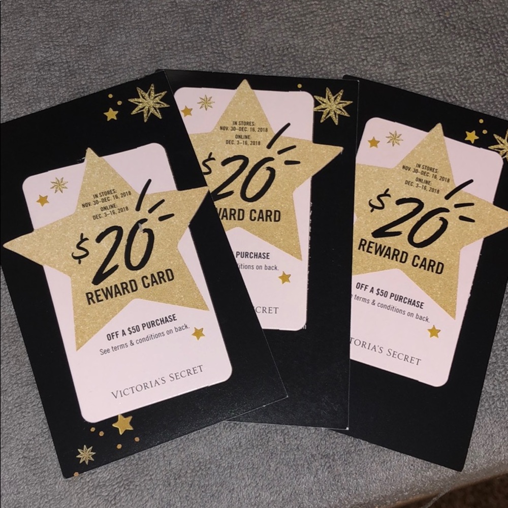 3 VS reward cards - $20 off a $50 purchase